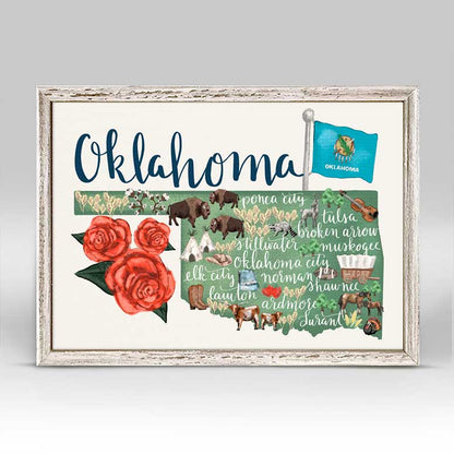 State Map - Oklahoma Mini Framed Canvas