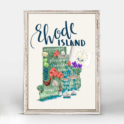 State Map - Rhode Island Mini Framed Canvas