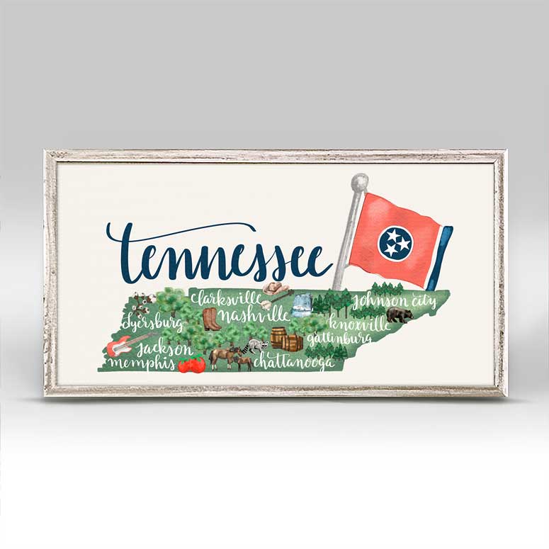 State Map - Tennessee Mini Framed Canvas