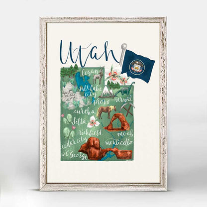 State Map - Utah Mini Framed Canvas