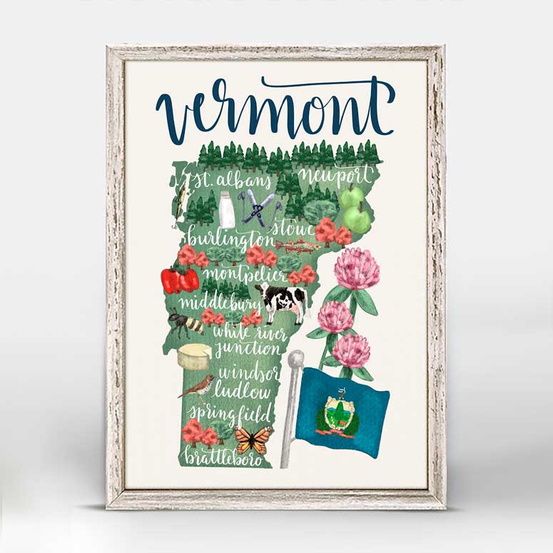 State Map - Vermont Mini Framed Canvas