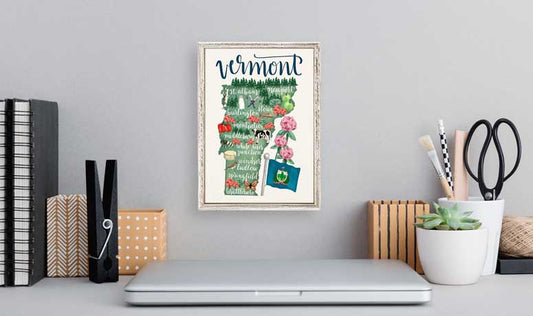 State Map - Vermont Mini Framed Canvas