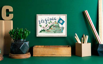 State Map - Virginia Mini Framed Canvas