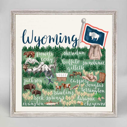 State Map - Wyoming Mini Framed Canvas