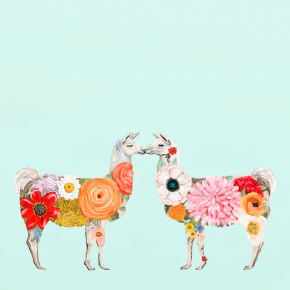 Llama Flower Girls Canvas Wall Art - GreenBox Art