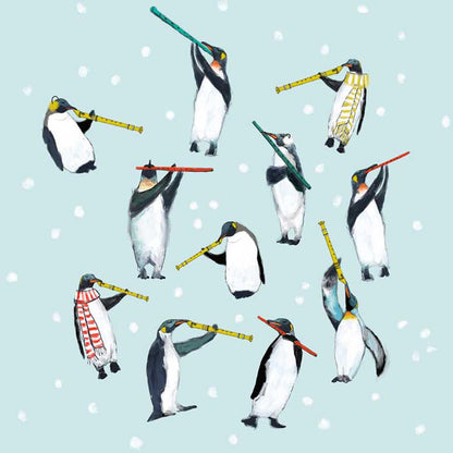 Holiday - 11 Penguins Piping Canvas Wall Art