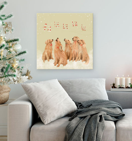 Holiday - 5 Goldens Singing Canvas Wall Art - GreenBox Art