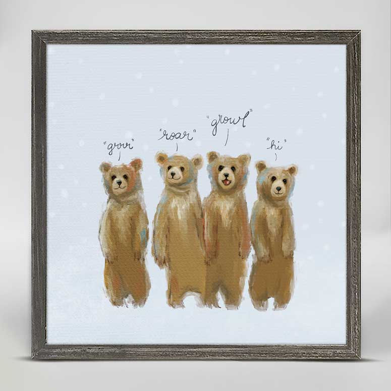 Holiday - 4 Growling Bears Mini Framed Canvas - GreenBox Art