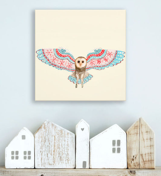 Holiday - Fair Isle Owl Canvas Wall Art - GreenBox Art