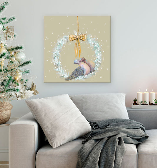 Holiday - 2 Turtle Doves Canvas Wall Art - GreenBox Art