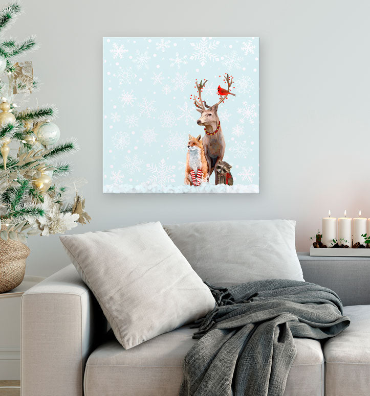 Holiday - Christmas Buck And Buddies Canvas Wall Art - GreenBox Art