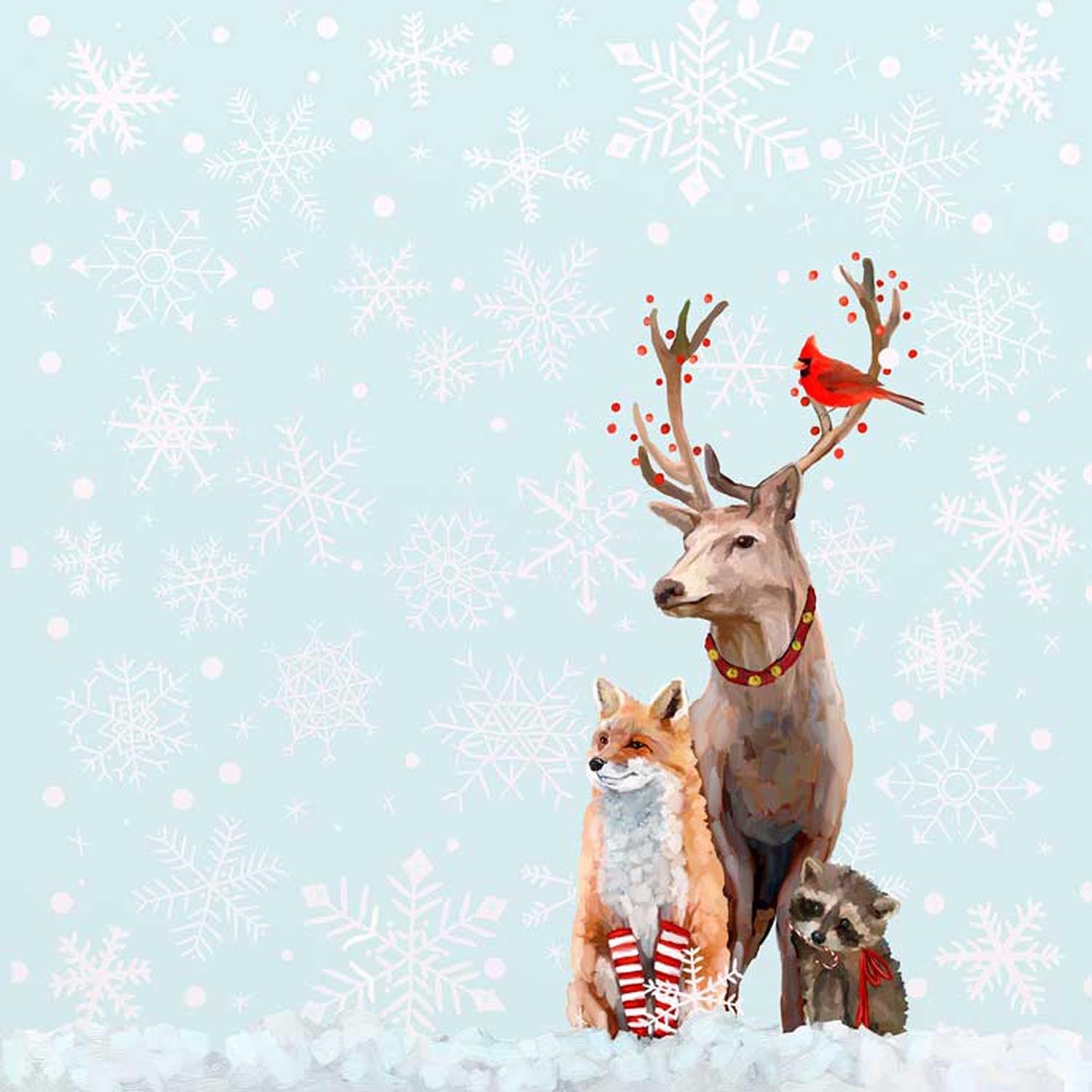 Holiday - Christmas Buck And Buddies Canvas Wall Art - GreenBox Art