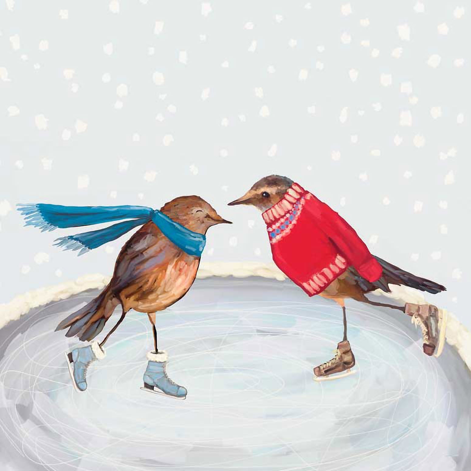 Holiday - Skating Birds Canvas Wall Art - GreenBox Art