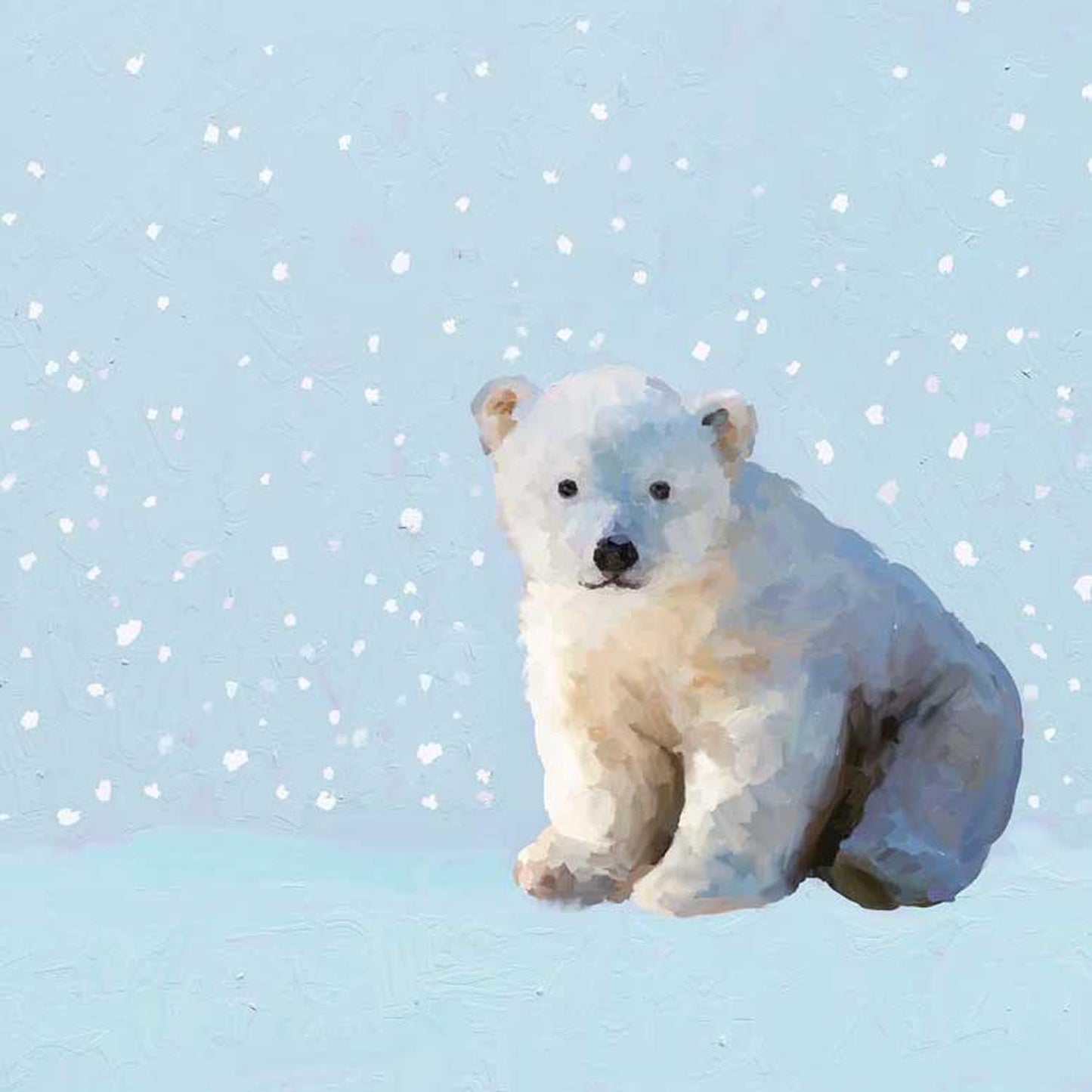 Holiday - Snowy Polar Bear Cub Canvas Wall Art