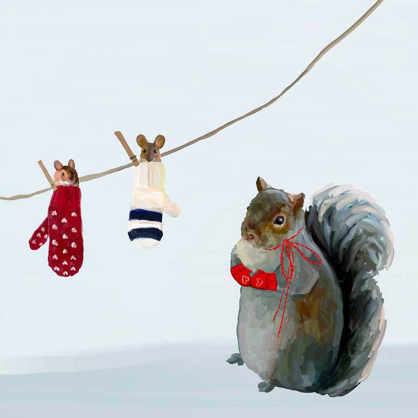 Holiday - Squirrels Love Mittens Canvas Wall Art - GreenBox Art