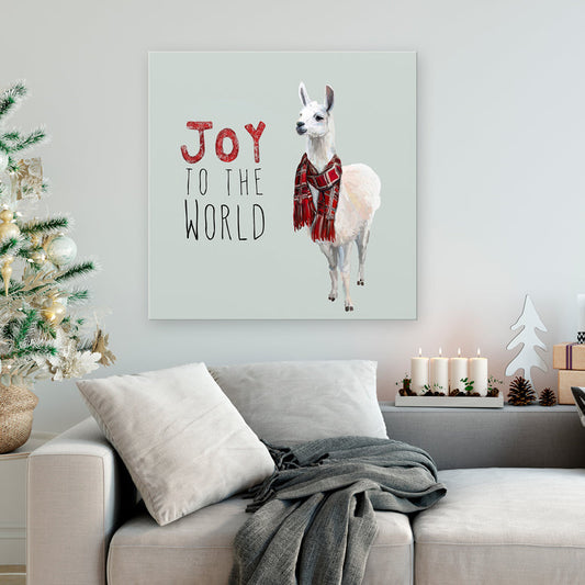 Holiday - Joy To The Llama Canvas Wall Art - GreenBox Art