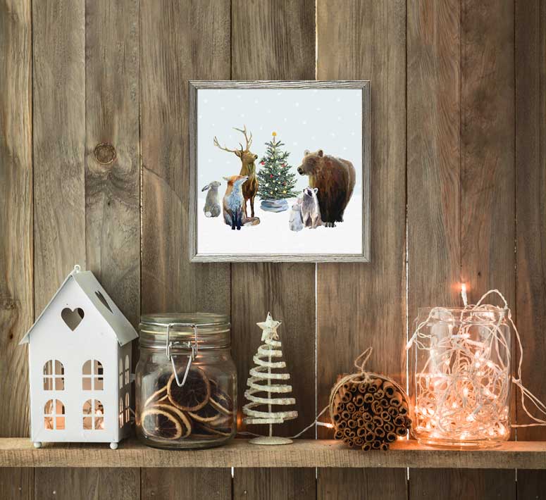 Holiday - Christmas Carolers Embellished Mini Framed Canvas