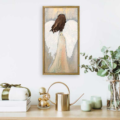 Holiday - Angel Brunette Embellished Mini Framed Canvas
