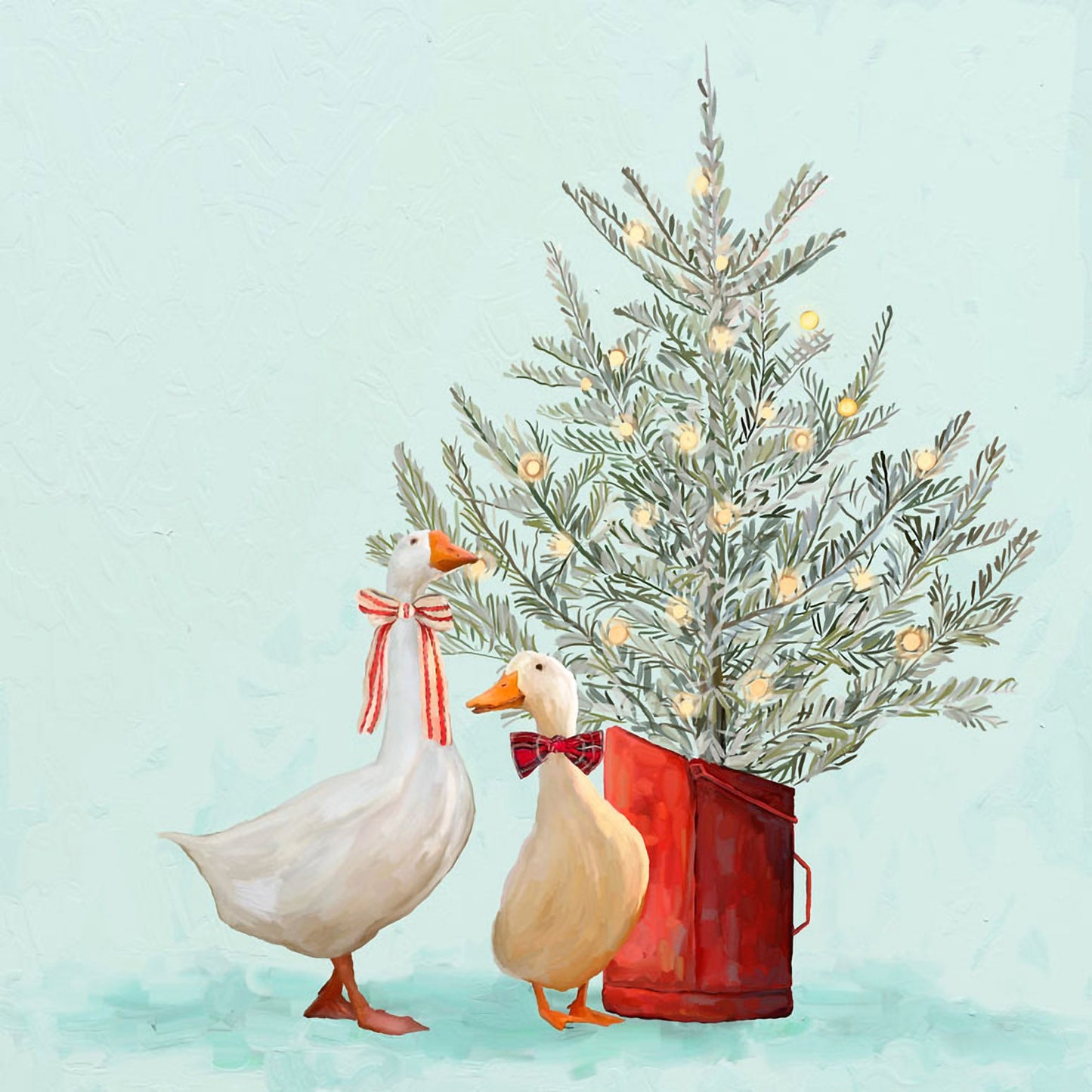 Holiday - Festive Goose And Duck Pals Canvas Wall Art - GreenBox Art