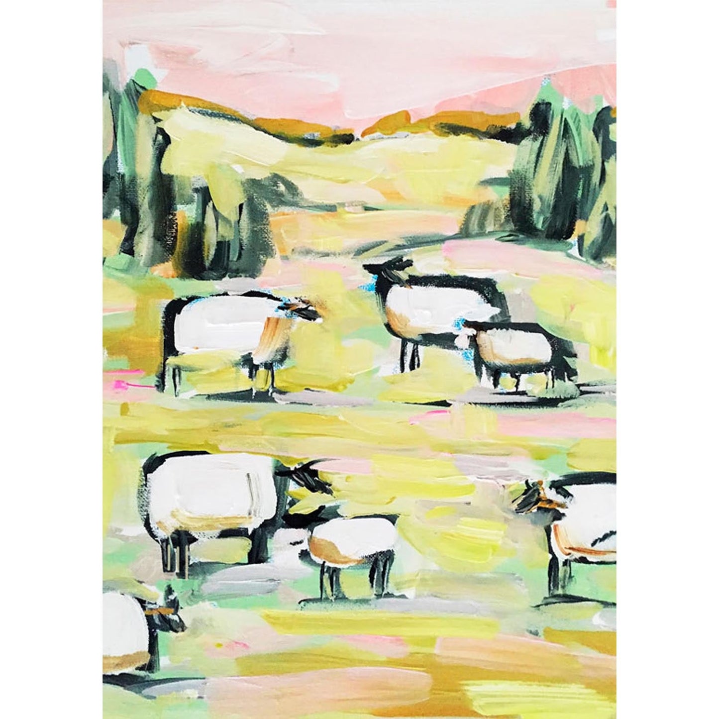Sheep With Pink Canvas Wall Art