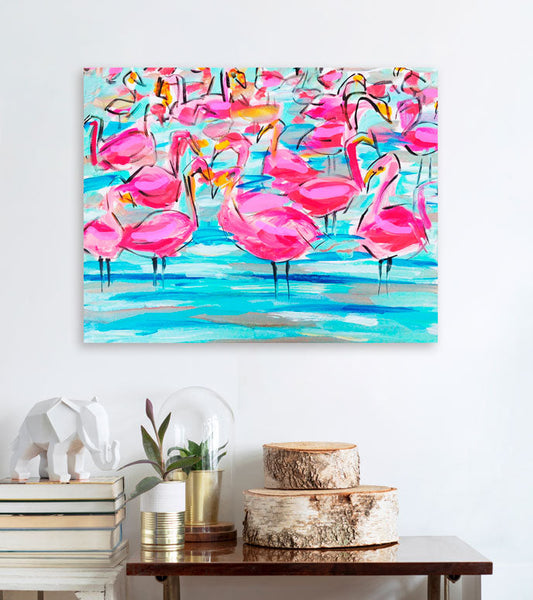 Modern Flamingos Canvas Wall Art