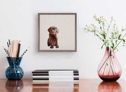 Best Friend - Brown Lab Pup Mini Framed Canvas