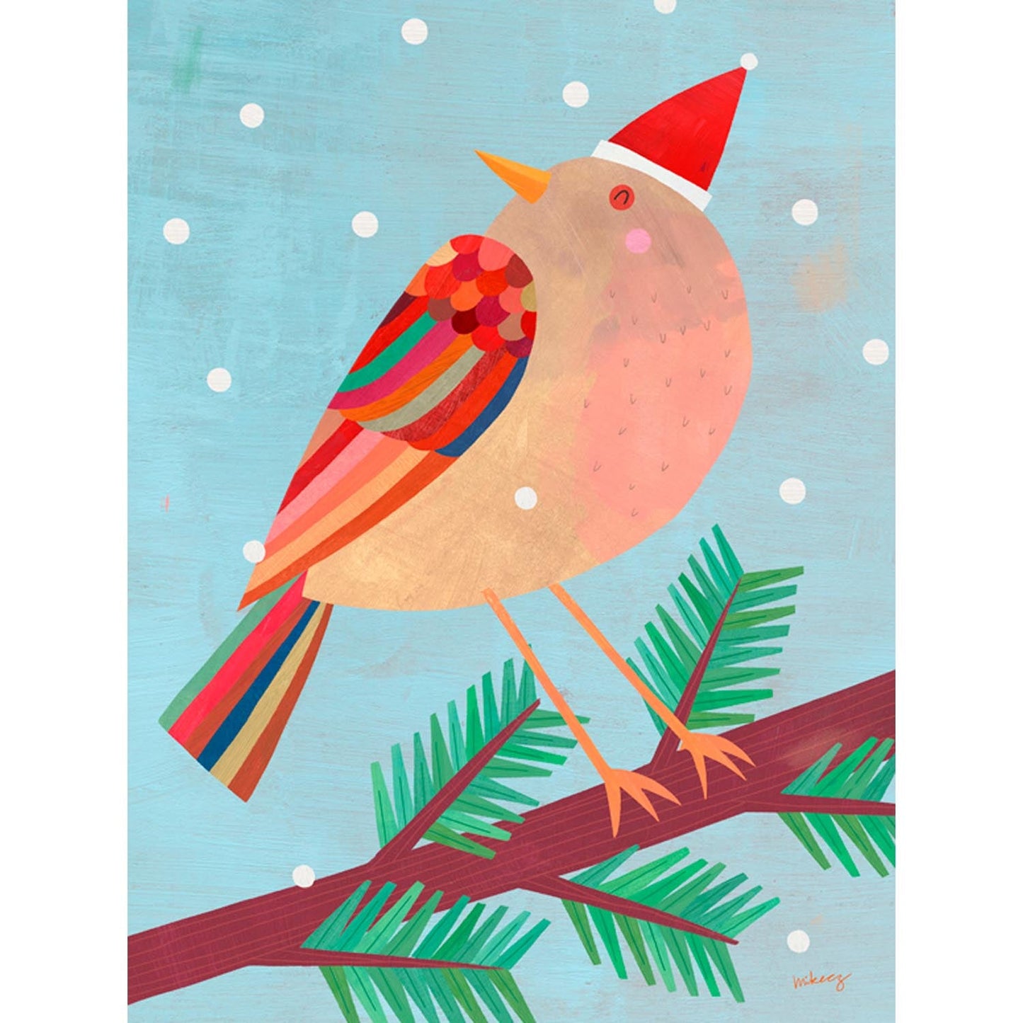 Holiday - Festive Bird Canvas Wall Art