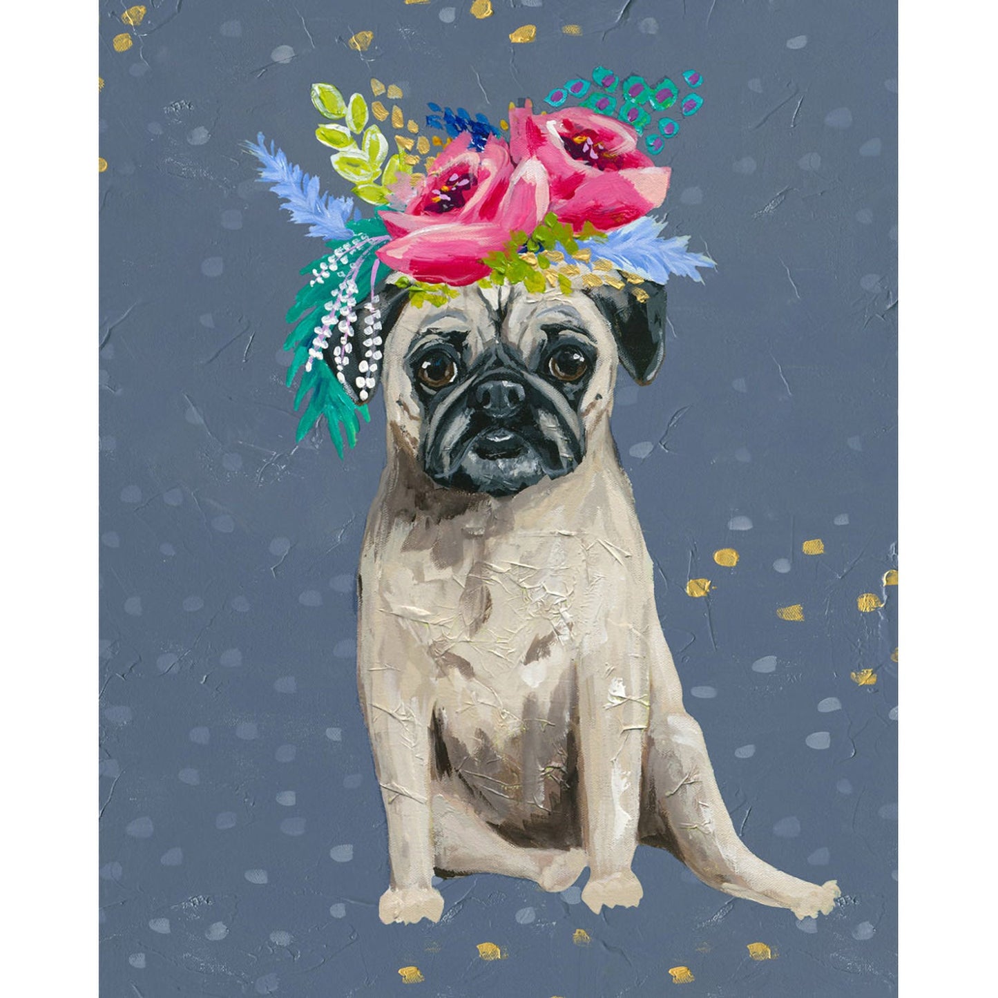 Fancy Pugs - Floral Canvas Wall Art