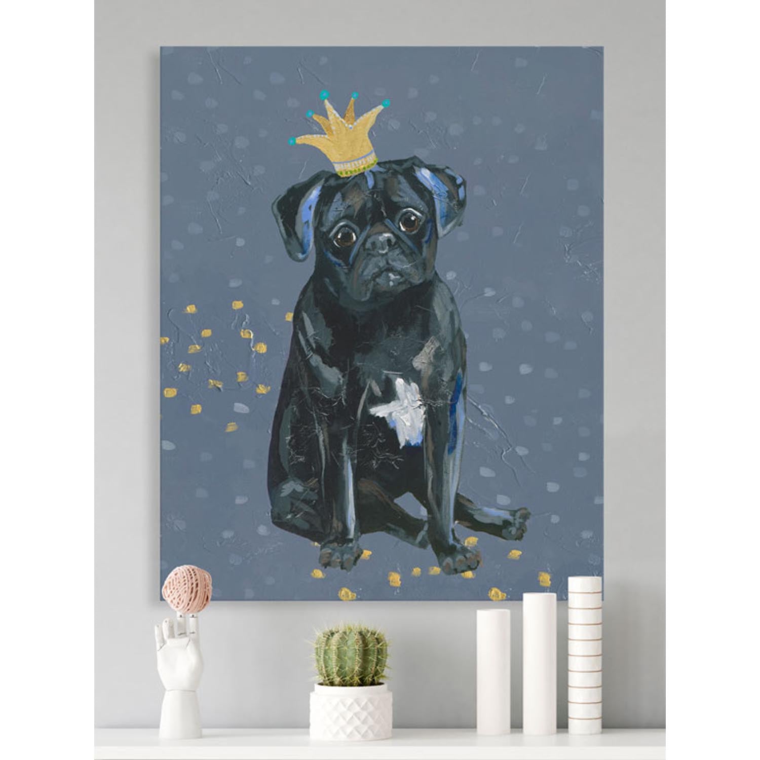 Fancy Pugs - Crown Canvas Wall Art - GreenBox Art