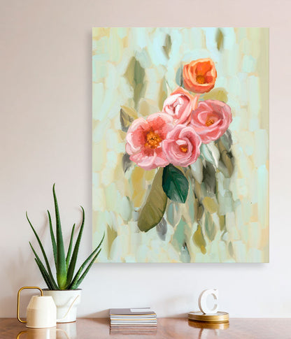Coral Wild Roses Canvas Wall Art
