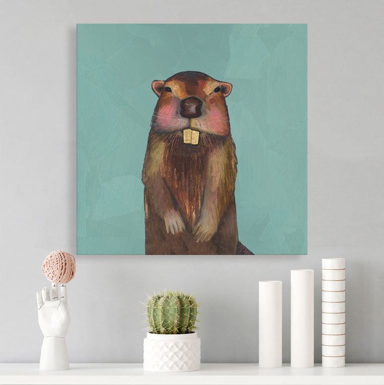 Mr. Beaver Canvas Wall Art - GreenBox Art