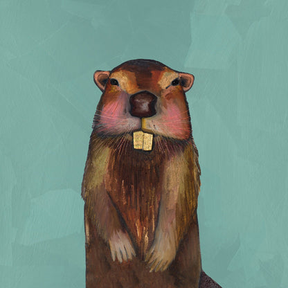 Mr. Beaver Canvas Wall Art - GreenBox Art