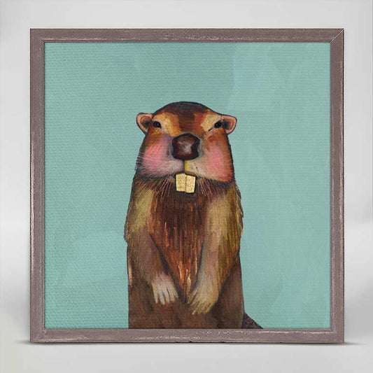 Mr. Beaver Mini Framed Canvas - GreenBox Art