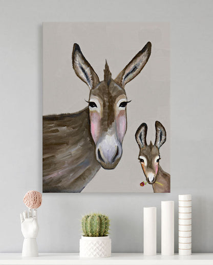 Donkey And Baby Canvas Wall Art