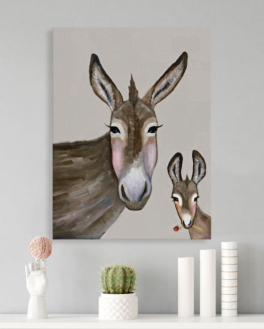 Donkey And Baby Canvas Wall Art - GreenBox Art