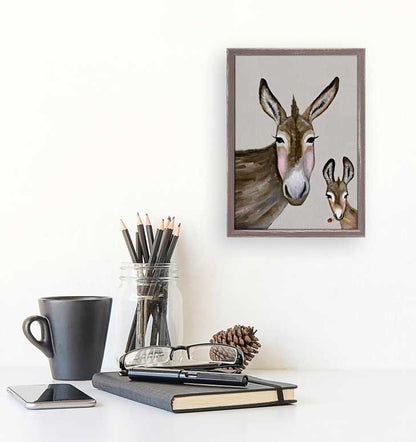 Donkey And Baby Mini Framed Canvas