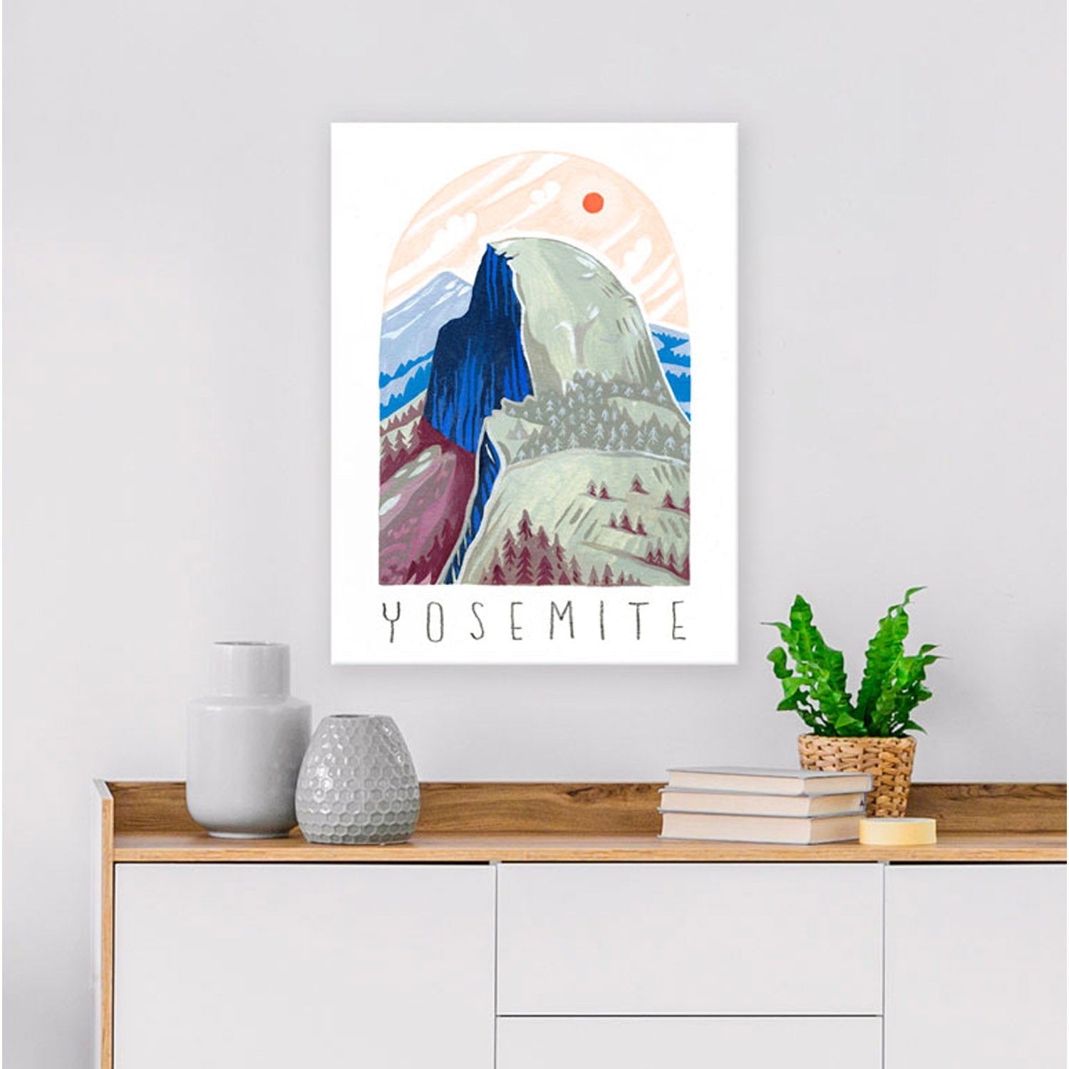 National Parks - Yosemite Half Dome Canvas Wall Art - GreenBox Art