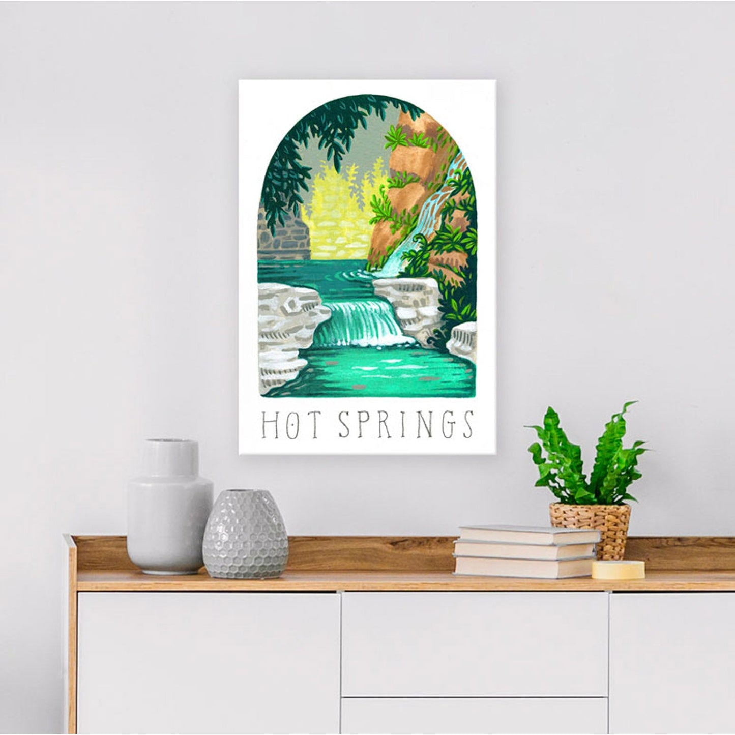 National Parks - Hot Springs Canvas Wall Art - GreenBox Art