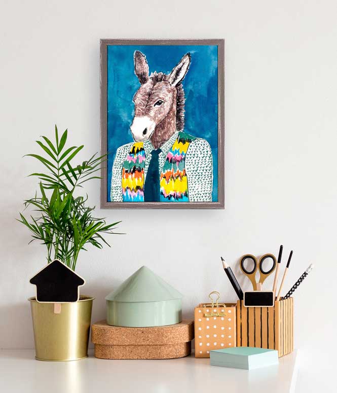 Furry Fashionistas - Dapper Donkey Mini Framed Canvas
