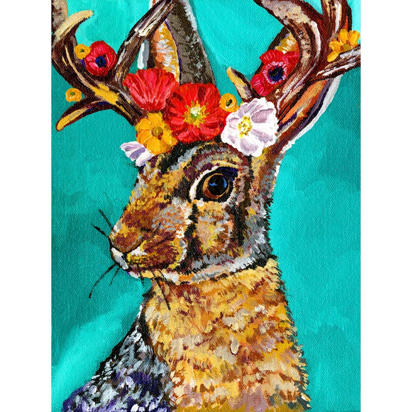 Flower Crown Jackalope Canvas Wall Art