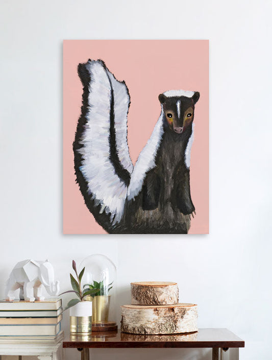 Miss Skunk - Blush Canvas Wall Art - GreenBox Art