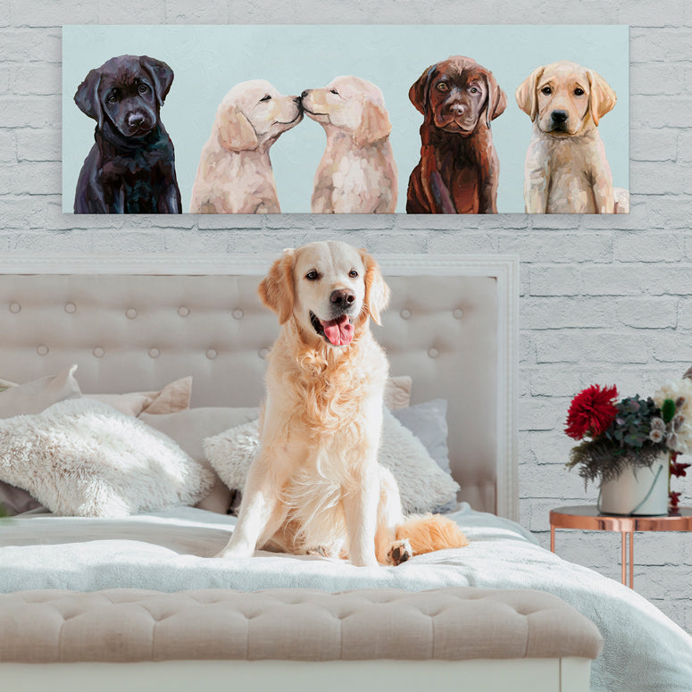 Best Friends - Retriever Pup Row Canvas Wall Art