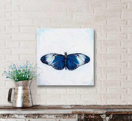 Dreaming In Blue - Butterfly 3 Canvas Wall Art - GreenBox Art