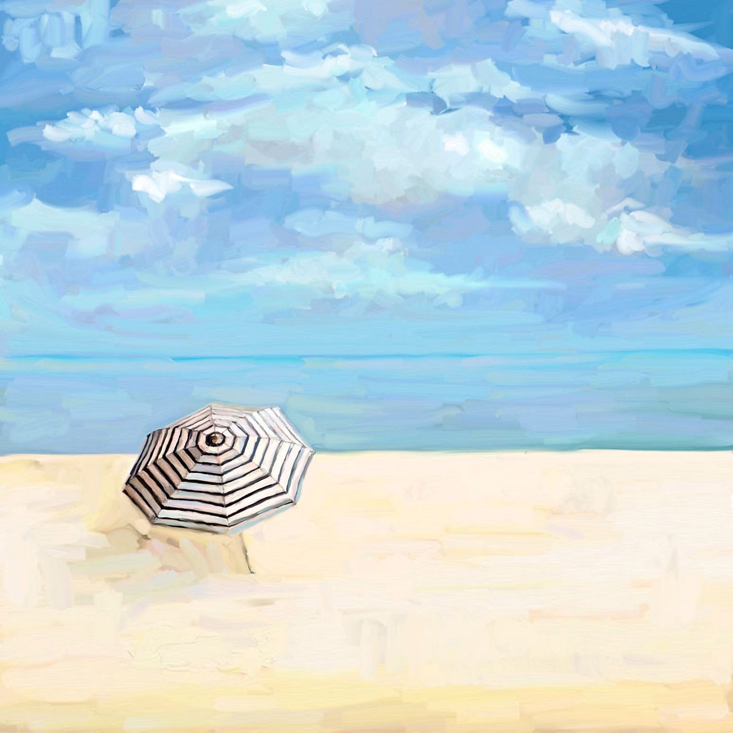 Striped Beach Umbrella Canvas Wall Art - GreenBox Art