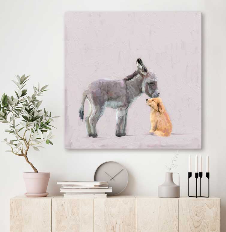 Donkey & Pup Canvas Wall Art - GreenBox Art