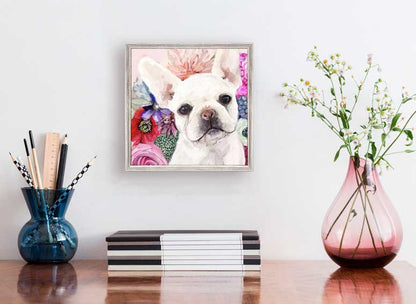 Best Friend - Floral Frenchie Pup Mini Framed Canvas