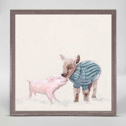 Pig And Goat Friends Mini Framed Canvas - GreenBox Art