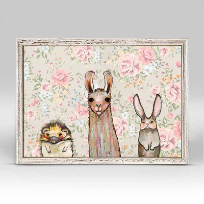 Baby Llama And Friends Mini Framed Canvas