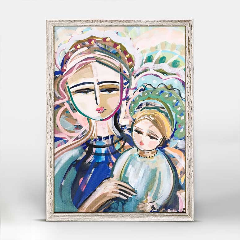 Mother And Child Mini Framed Canvas