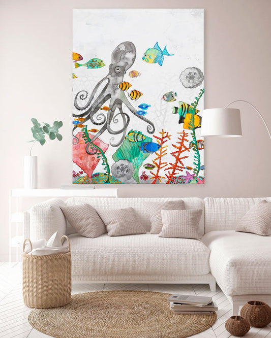 Underwater Garden - Octopus Canvas Wall Art - GreenBox Art